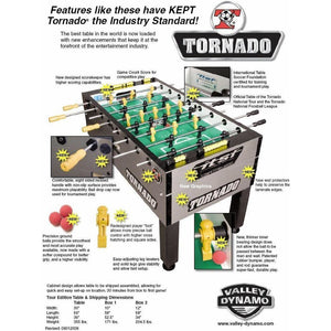 Tornado T3000 Foosball Table Parts
